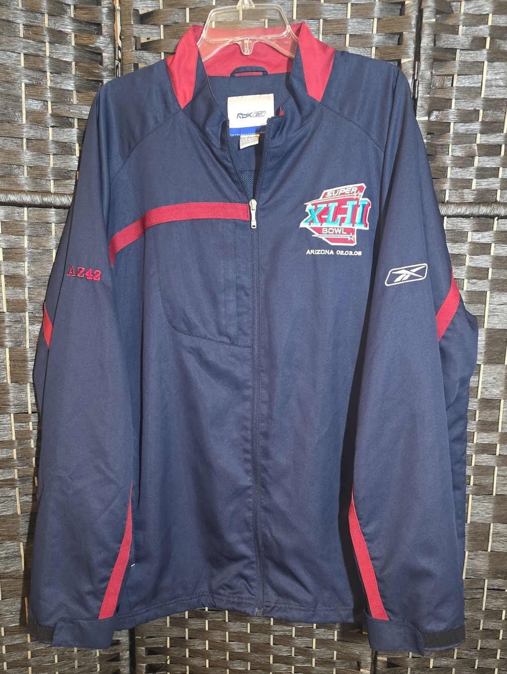 Vintage Reebok Super Bowl XLII 2008 Arizona Windbreaker Jacket Mens XL Navy